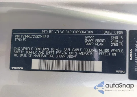 2009 Volvo C30 T5/T5 R-Design from USA, damaged, VIN YV1MK672292144215